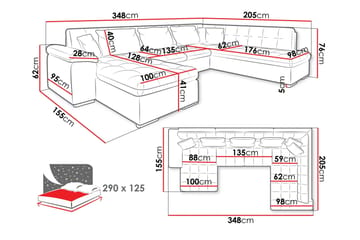 Dynir Sovesofa Med Divan Og Sjeselong 5-Seter - Grønn - Møbler - Sofaer - Sovesofaer