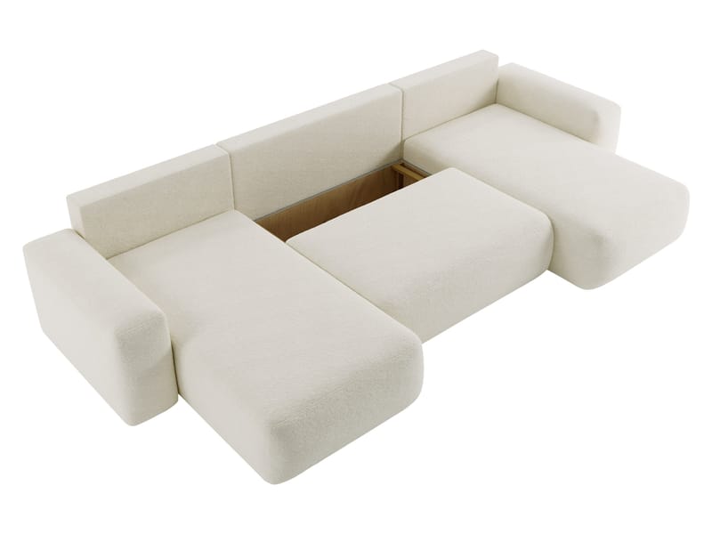 Elvior 5-seters U-formet sovesofa med dobbeltdivan - hvit - Møbler - Sofaer - Sovesofaer