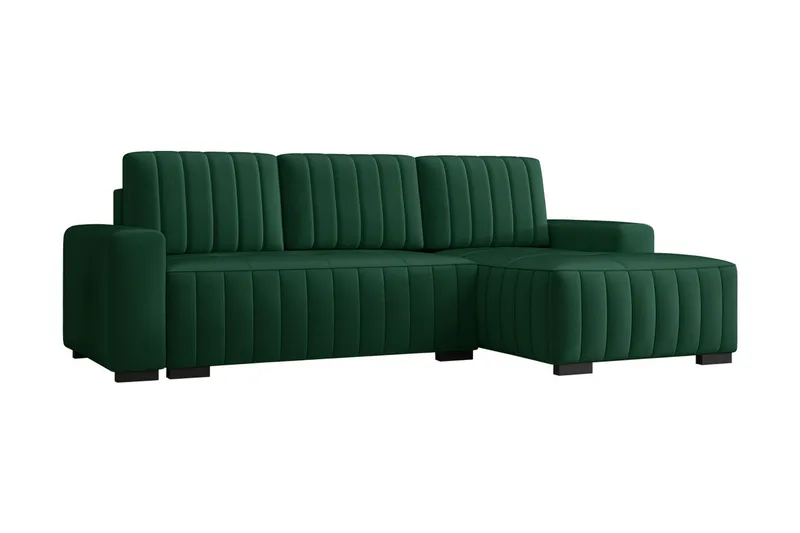 Esher 3-seters Hjørnesofa Høyre, Plysch/Grønn