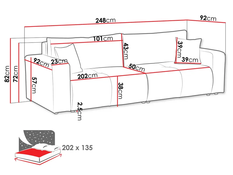 Flo Sovesofa 3-seter - Mintgrønn - Møbler - Sofaer - Sovesofaer