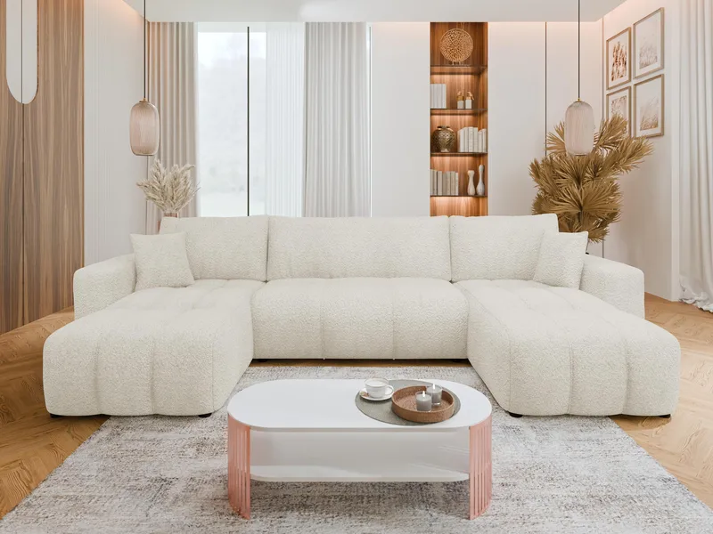 Flo Sovesofa med dobbel sjeselong 4-seter - Hvit - Møbler - Sofaer - Sovesofaer