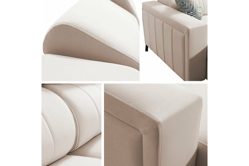 Galbally 5-sits Hörnbäddsoffa Light pink - Møbler - Sofaer - Sovesofaer