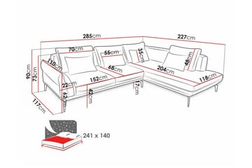 Graystone 4-sits Hörnbäddsoffa Dark grey - Møbler - Sofaer - Sofa med sjeselong - 4 seters sofa med divan