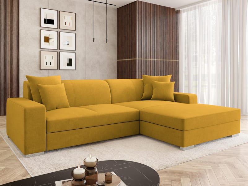 hjørnesofa Mexico Velo 626 Høyrevendt - gul - Møbler - Sofaer - Sovesofaer