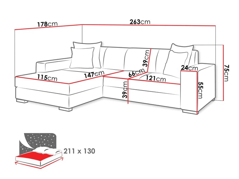 hjørnesofa Mexico Velo 626 Høyrevendt - gul - Møbler - Sofaer - Sovesofaer