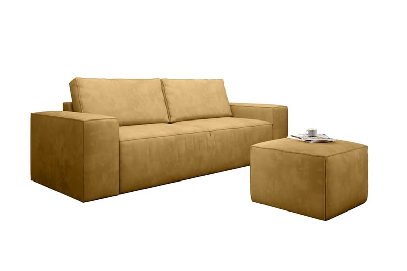 Kamli Sovesofa 3-seters med Oppbevaring - Gul - Møbler - Sofaer - Sovesofaer