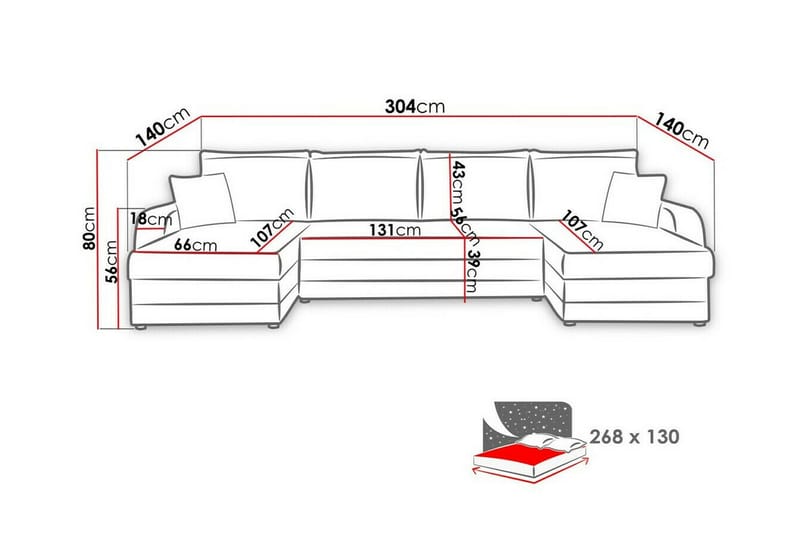 Kintore 4-sits Hörnbäddsoffa Grey/wood||Grey/Black - Møbler - Sofaer - Sovesofaer