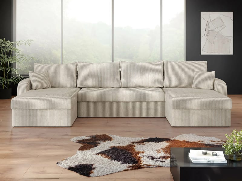 Kintore 4-sits Hörnbäddsoffa Grey/wood||Grey/Black - Møbler - Sofaer - Sovesofaer