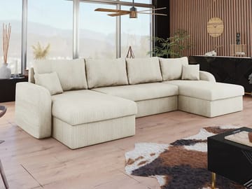 Kintore 4-sits Hörnbäddsoffa Grey/wood||Grey/Black - Møbler - Sofaer - Sovesofaer