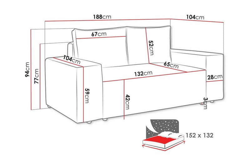 Knocklong 2-seters Sovesofa - Lysegrå - Møbler - Sofaer - Sovesofaer