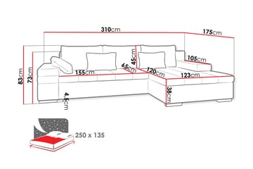Naoma Sovesofa med Divan 4-sits - Rosa - Møbler - Sofaer - Sovesofaer