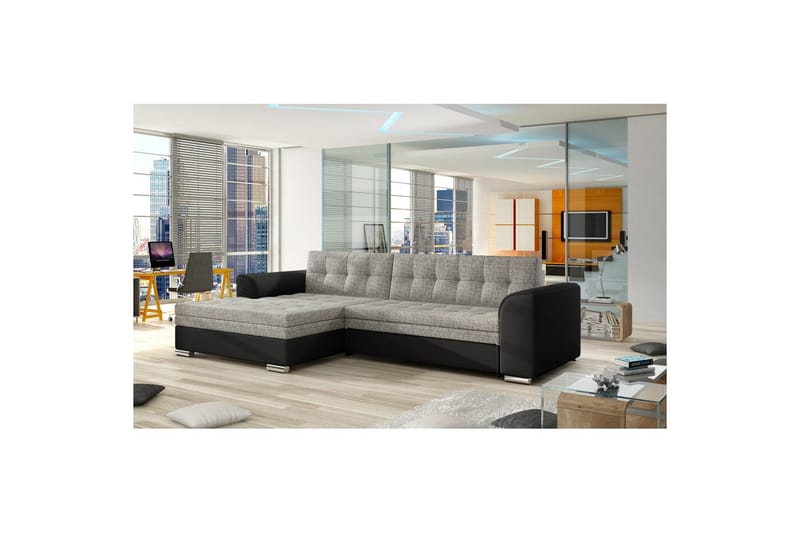 Seksjon Eltap Conforti 275x165x78 cm, Berlin 01, Soft 11, Grå, Svart, Venstre