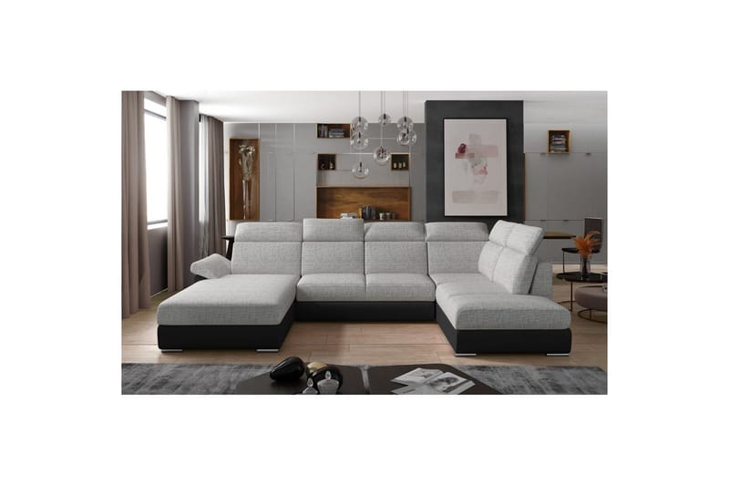 Seksjon Eltap Evanell 336x211x102 cm, Berlin 01, Soft 11, Grå, Svart, Venstre