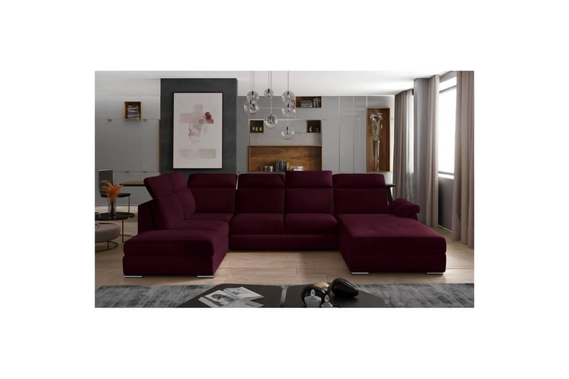 Seksjon Eltap Evanell 336x211x102 cm, Mat Velvet 68, Rød, Høyre