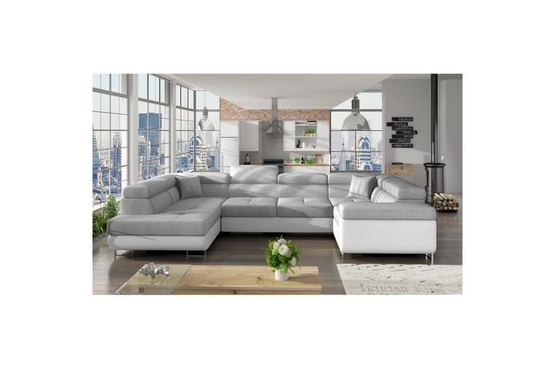 Seksjon Eltap Letto 340x202x90 cm, Sawana 21, Myk 17, Grå, Hvit, Venstre