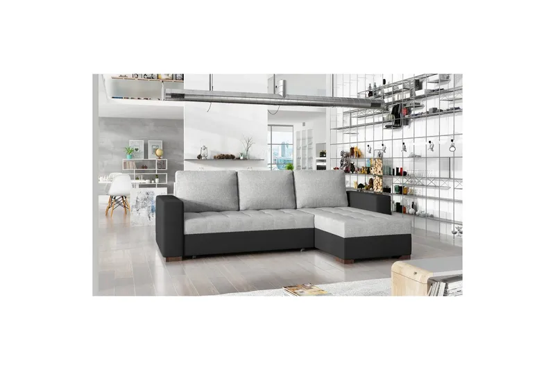 Seksjon Eltap Newark 237x150x90 cm, Sawana 21, Soft 11, Grå, Svart