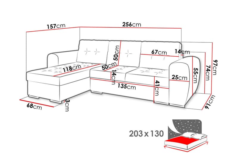 Sovesofa med divan - Lilla - Møbler - Sofaer - Sovesofaer