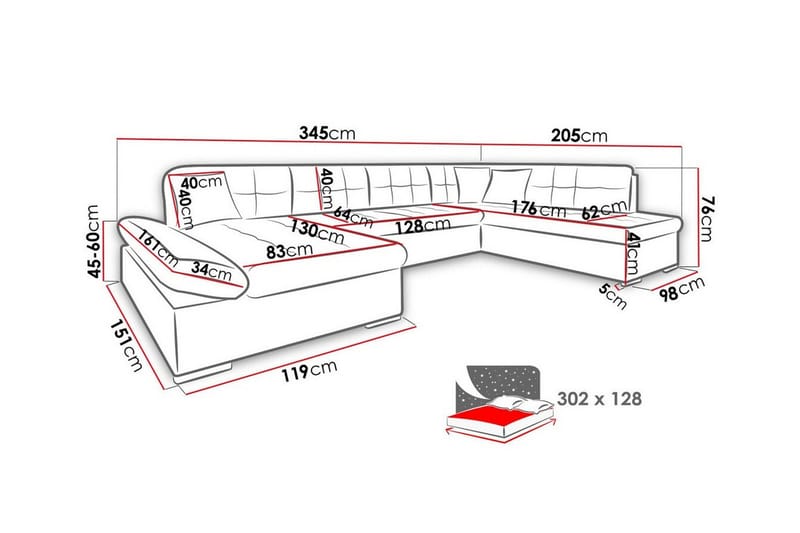 Zumar 5-sits Hörnbäddsoffa White - Møbler - Sofaer - Sovesofaer