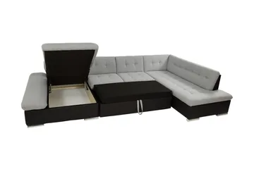 Zumar Sovesofa med Sjeselong og Dobbel Sjeselong 4-seter i Kunstlær - Hvit / Grå - Møbler - Sofaer - Sovesofaer