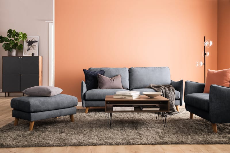 Trend Lyx 3-seter Sofa - Mørkegrå/Eik - Møbler - Sofaer - Sofa 3 seter