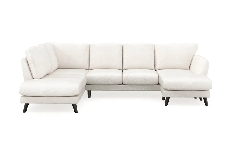 Trend Lyx 4-seters Høyrevendt U-formet Sofa med Divan og Sjeselong i Bouclé, Hvit