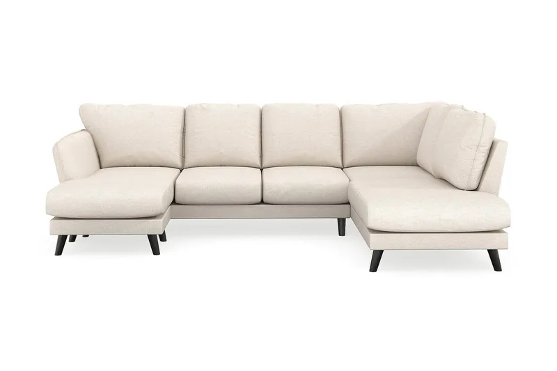Trend Lyx 4-seters Venstrevendt U-formet Sofa med Divan og Sjeselong i Stoff, Beige