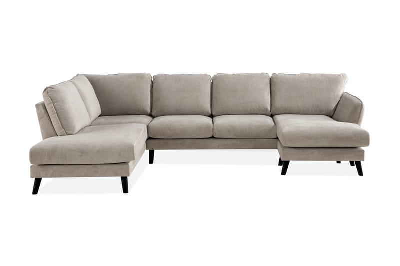 Trend Lyx 4-seters Venstrevendt U-formet Sofa med Divan og Sjeselong i Stoff, Beige