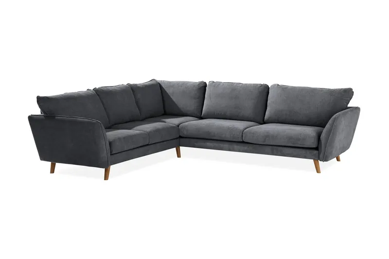 Trend Lyx 6-seters Vendbar L-formet Hjørnesofa i Stoff, Mørk grå