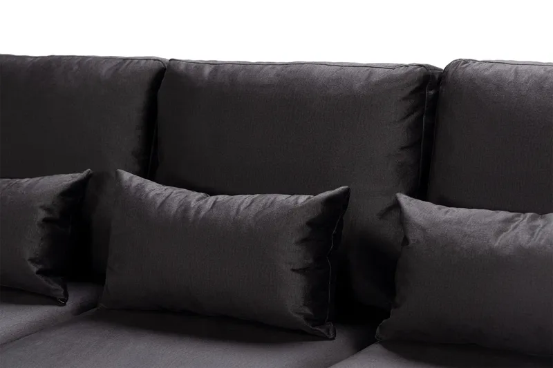 Copenhagen Compact 4-seters Venstrevendt U-formet Large Sofa med Divan og Sjeselong i Fløyel - M ørk grå - Møbler - Sofaer - U-sofa