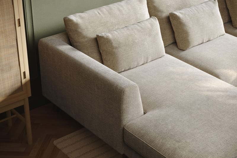 Florenz 4-seters Høyrevendt U-formet Sofa med Divan og Sjeselong i Chenille - Grå/Beige - Møbler - Sofaer - U-sofa