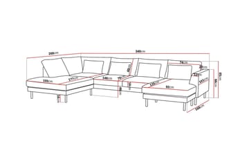 Florenz 4-seters Venstrevendt U-formet Sofa med Divan og Sjeselong i Chenille - Grå/Beige - Møbler - Sofaer - U-sofa