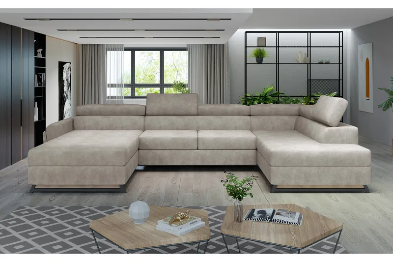 Josette U-sofa med Divan Venstre, Beige