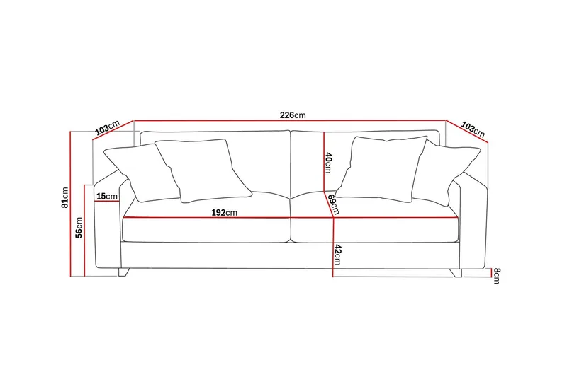Valencia ekstra dyp 3-seters sofa - Offwhite - Møbler - Sofaer - Sofa 3 seter