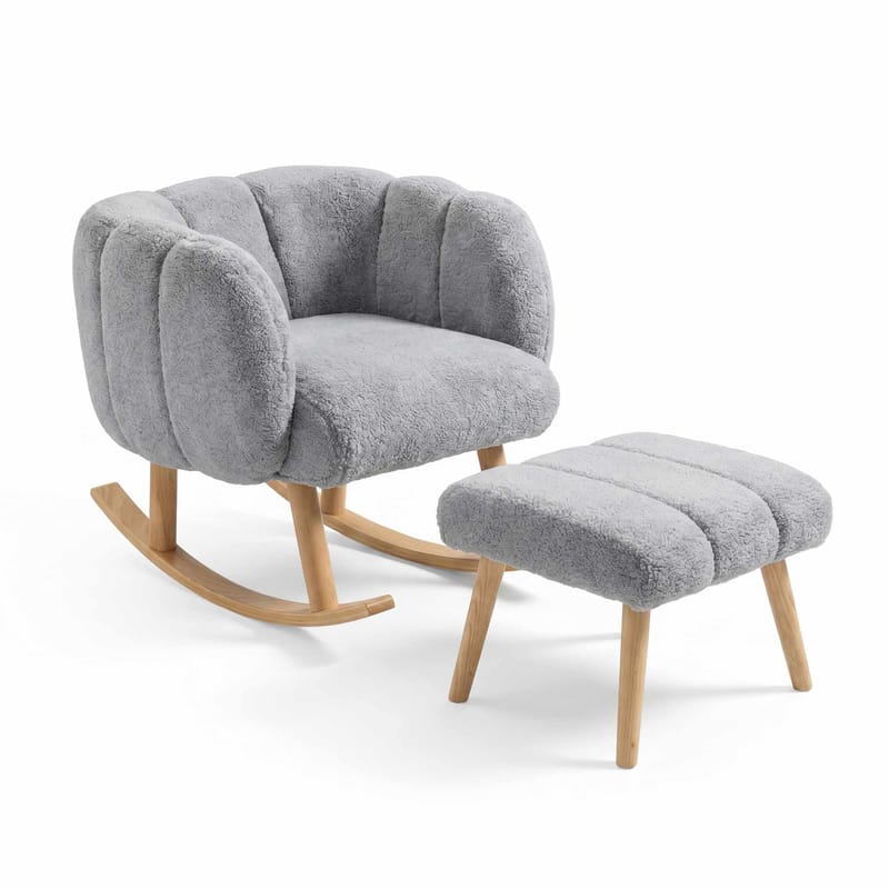 Ørelappstol- og puffesett (2 deler) Atelier Del Sofa Lotus (70 x 94 x 42 cm) Grå