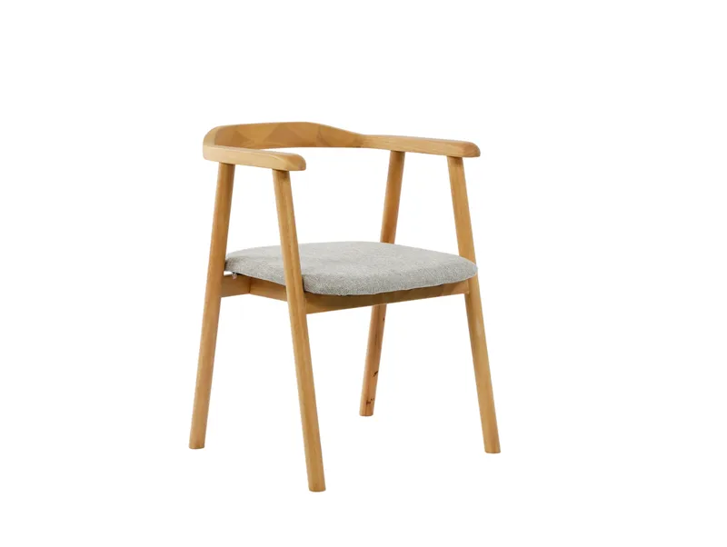 Jolie spisestol i tre med stoffsete, Eik/Beige
