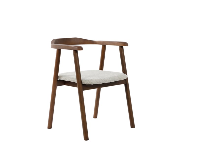 Jolie spisestol i tre med stoffsete, Valnøtt/Beige