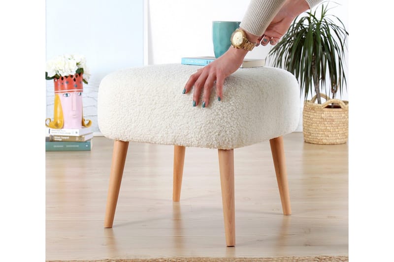 Anaro Sittepuff 45 cm Rektangulær - Hvit - Møbler - Stoler & lenestoler - Krakk - Puff