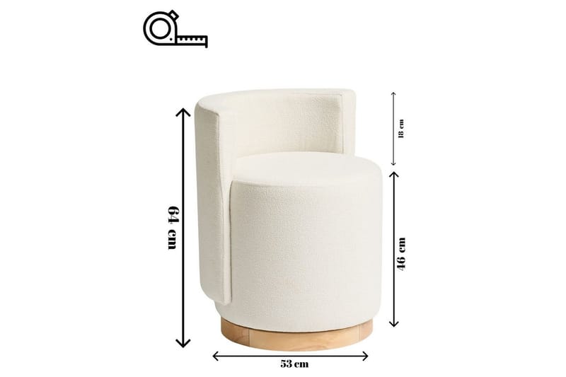 Kelran Fotpall 45 cm - Krem - Møbler - Stoler & lenestoler - Krakk - Puff