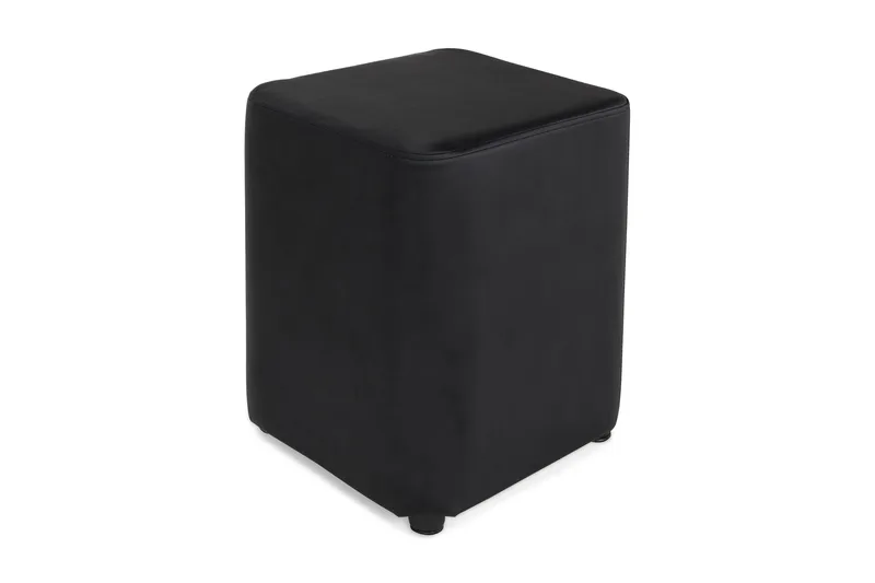 Square Puff Lær, Svart
