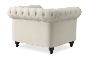 Chesterfield Lyx Stor behagelig dyp fløyelfotøyd – Fotøyd til stue - Beige - Møbler - Stoler & lenestoler - Lenestoler - Chesterfield lenestol