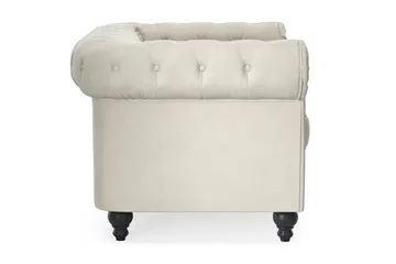Chesterfield Lyx Stor behagelig dyp fløyelfotøyd – Fotøyd til stue - Beige - Møbler - Stoler & lenestoler - Lenestoler - Chesterfield lenestol