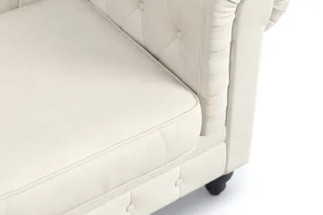Chesterfield Lyx Stor behagelig dyp fløyelfotøyd – Fotøyd til stue - Beige - Møbler - Stoler & lenestoler - Lenestoler - Chesterfield lenestol