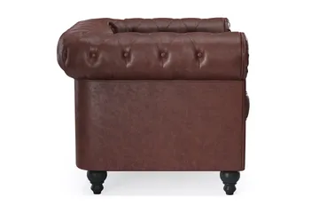 Chesterfield Lyx Stor behagelig dyp fotøyd i kunstskinn til stue - Mørkebrun - Møbler - Stoler & lenestoler - Lenestoler - Chesterfield lenestol
