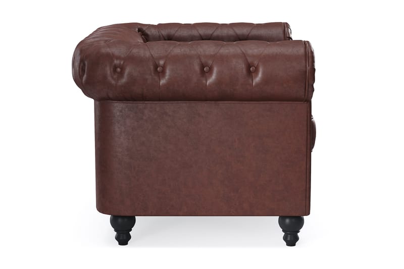Chesterfield Lyx Stor behagelig dyp fotøyd i kunstskinn til stue - Mørkebrun - Møbler - Stoler & lenestoler - Lenestoler - Chesterfield lenestol