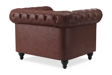 Chesterfield Lyx Stor behagelig dyp fotøyd i kunstskinn til stue - Mørkebrun - Møbler - Stoler & lenestoler - Lenestoler - Chesterfield lenestol
