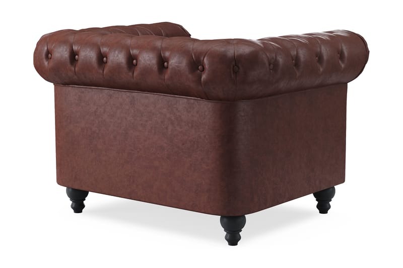 Chesterfield Lyx Stor behagelig dyp fotøyd i kunstskinn til stue - Mørkebrun - Møbler - Stoler & lenestoler - Lenestoler - Chesterfield lenestol