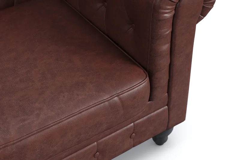 Chesterfield Lyx Stor behagelig dyp fotøyd i kunstskinn til stue - Mørkebrun - Møbler - Stoler & lenestoler - Lenestoler - Chesterfield lenestol