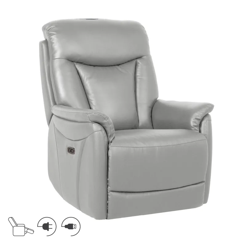 Reclinerlenestol Gårdal med elektrisk løftemekanisme skinn, Beige