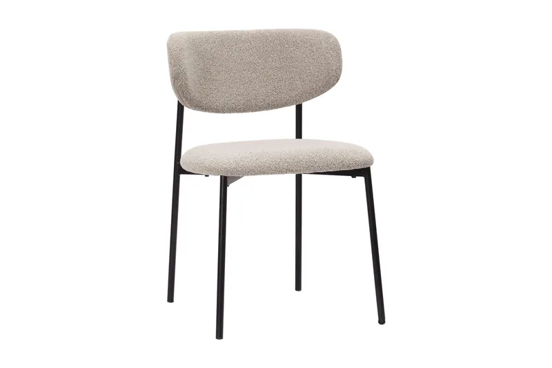 Lucy Spisestol, Greige bouclé / Metallben svart