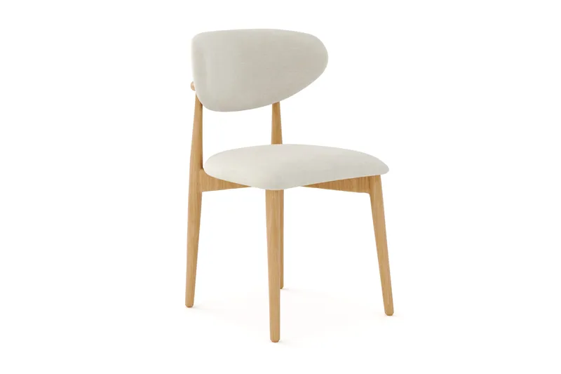 Molly spisestol i tre med stoffsete, Eik/Beige